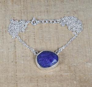 Collier en pierre précieuse saphir pour femmes, argent sterling 925, style bohème, plaqué rhodium, tendance, fait main, bijoux d'anniversaire - Product Image 3