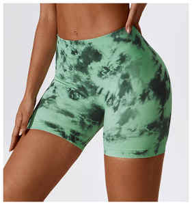 Short de motard sans couture pour femmes vêtements actifs entraînement Compression Scrunch fesses taille haute pantalon de yoga en impression numérique - Product Image 4