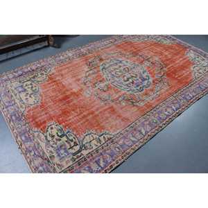 Grand tapis vintage 5,5x9,3 pieds, tapis turc en laine rayé rouge - Product Image 2