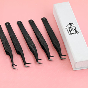 Tốt Nhất Người Bán Trọng Lượng Nhẹ Tốt X Hình Dạng Nhíp Sợi Tip Mở Rộng Lông Mi 90 Độ Lớn Khối Lượng Khởi Động Nga Fan Tạo - Product Image 5