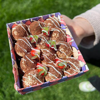 Boîte d'emballage personnalisée pour desserts au chocolat et à la fraise, boîte à biscuits, gaufres, traiteur, sauce à tremper avec séparateurs