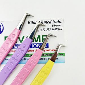 Pince à épiler à 90 degrés de couleur enduite de poudre de vente chaude pour méga-volume et cils russes impression de coeur CNC pince à épiler de cils d'oreille de lapin - Product Image 4