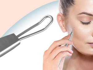 Exprimidor profesional de espinillas altas, exprimidor de espinillas, elimina sin esfuerzo los comedones, herramienta empujadora de cutículas, eslinga de comedón negro - Product Image 2