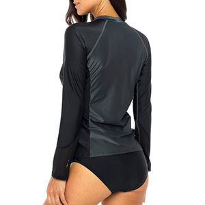 UPF 50 <b>Women's</b> Athletic Rash Guard | Long Sleeve Swimwear Top With Half-Quarter Zipper Design | Compression Sports Shirts - Product Image 6