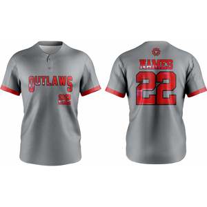 Camiseta de Béisbol Personalizable con Dos Botones, Transpirable, con Estampado por Sublimación - Product Image 1