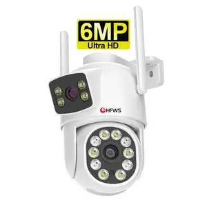 6MP Wifi ev Survalance Ptz kamera çift Lens çift ekran Ai insan otomatik izleme kablosuz CCTV açık güvenlik koruma