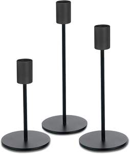 Set of 3 <b>Black</b> Metal Tall Christmas Wedding Decor <b>Candlestick</b> <b>Holders</b> for Home Decoration - Product Image 1