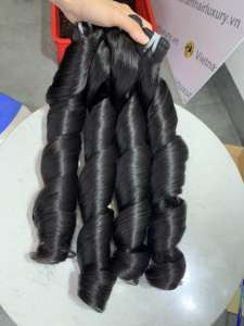 Bundles de cheveux humains vierges vietnamiens Remy à vague profonde de couleur personnalisée avec fermeture et extension de tissage de cheveux à trame unique frontale - Product Image 2