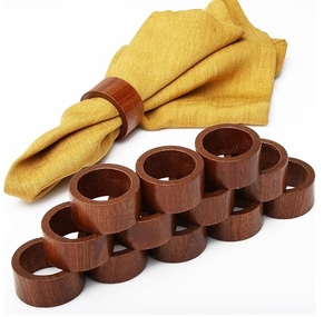 Top qualité dessus de table en bois décoratif porte-anneau de serviette fêtes anniversaire vaisselle décor support en bois design créatif - Product Image 6