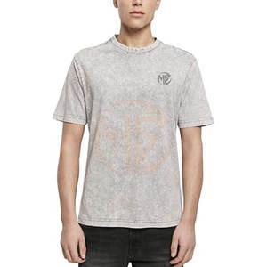 Buena calidad 100% algodón lavado ácido camiseta High Street Hip Hop logotipo personalizado de gran tamaño lavado ácido camisetas - Product Image 1