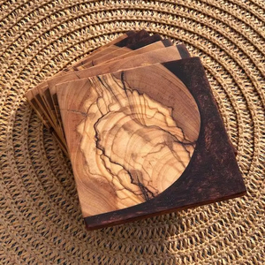 RESIN GARDEN-THEMED EPOXY RESIN AND WOOD COASTERS <b>Set</b> Stylish Cup Model Drink Coaster Good Price for Artisan Craft Use - Product Image 1