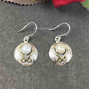 Adorables boucles d'oreilles en argent sterling 925 pour femmes, perles, fabrication artisanale, pendantes, bijoux plaqués or, classiques, mariage, fête, Saint-Valentin - Product Image 3