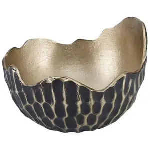 Unique Shape Casted Metal Shinny Gold Fruit Bowls Designer Desert Serving Dish Metal Soup Bowls Direct Cheapest Price