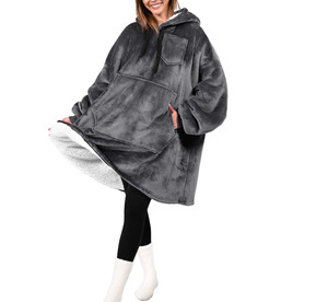 Nuevo diseño invierno Sherpa manta Extra grueso de gran tamaño polar usable Sudadera con capucha para adultos al por mayor ropa de descanso cálida - Product Image 5