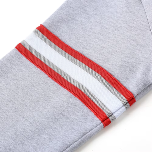 Sweat-shirt à col rond en polaire gris imprimé d'hiver, ourlet rayé blanc côtelé, non doublé, logo personnalisable sur le devant, séchage rapide pour femmes - Product Image 3