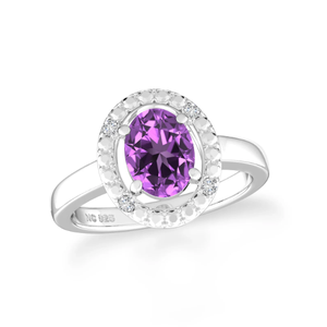 Bague en argent sterling 925 classique, finition haut de gamme, sertie de pierres précieuses améthyste, formes ovales, élégante, tendance, pour mariage, fête - Product Image 1