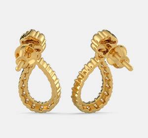 Pendientes de gota colgantes redondos de corte brillante de 0,7 quilates de diamante cultivado en laboratorio de oro de 14 quilates con tornillo en la parte posterior Regalo de aniversario perfecto para esposa - Product Image 3