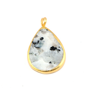 Antique Design White Moon Stone Fancy Shape 22K Electroplated Pendant Brass Metal Fashionable Jewelry for Women Wholesale Bulk - Product Image 1