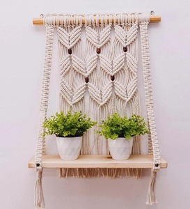 Boho Macrame Hanging <b>Shelf</b> Unique Handmade Home <b>Decor</b> Accent <b>for</b> Displaying Plants <b>Books</b> and Decorative Accessories - Product Image 2