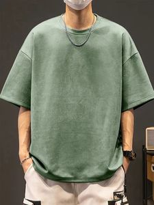 เสื้อยืดโอเวอร์ไซส์สีน้ำตาลสำหรับผู้ชาย สไตล์วินเทจ แขนกุด คอกลม ผ้าฝ้ายทอ 100% น้ำหนัก 220 กรัม แห้งเร็ว - Product Image 3