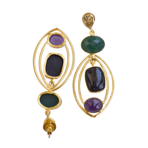 Pendientes Artesanales con Piedras Preciosas Pulidas, Baño de Oro y Joyería de Calidad Maestra - Product Image 6