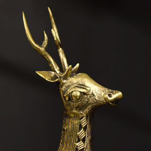 คู่กวางนั่งศิลปะจากทองเหลือง DHOKRA ทำด้วยมือเป็นมิตรต่อสิ่งแวดล้อมสำหรับเทศกาลคริสต์มาสดิวาลีจบการศึกษาตกแต่งบ้าน - Product Image 4