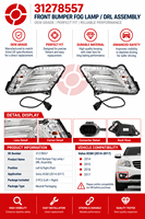 Feu de position avant gauche à LED DRL (feux de jour) 31278557 pour Volvo S60 V60 2011-2013, pièces d'éclairage automatique pour pare-chocs avant