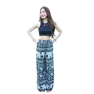 กางเกงลายช้างไทยสีขาวน้ำตาลผ้าไหมอิตาลีแบบเต็มตัวเอวยางยืดได้ตามภูมิภาค - Product Image 3