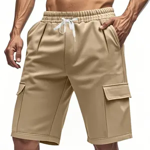 Pantalon de sport d'été à cinq points pour hommes avec cordon de serrage respirant pour la peau ample Squat Jogging Shorts High Street Mid Multi-Pocket - Product Image 2