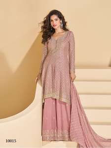 Top Georgette con estampado Digital tradicional de aspecto pesado para mujer Dupatta Hand-Seroski Plazzo ropa India pakistaní exportación Maruti - Product Image 2