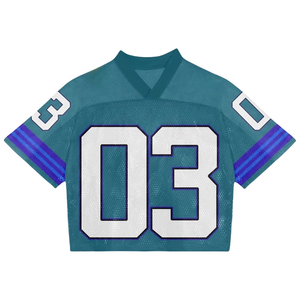 Maillot de football américain rétro tendance streetwear, impression sublimée personnalisée, maillot de hip-hop en maille, court, 100% polyester - Product Image 1