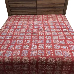 Premium Sindhi bordado funda de cama tamaño King, hecho a mano Sindhi King Size sábanas, Sindhi estilo tradicional elegante funda de cama - Product Image 4