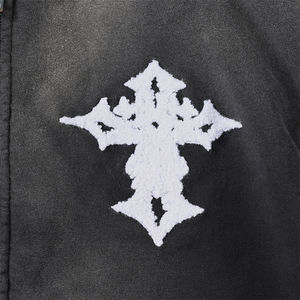 Sudadera Corta con Cremallera de Alta Calidad Estilo Vintage Deslavada al Sol con Bordado de Toalla Desgastada para Hombre de Sportish Impex - Product Image 3