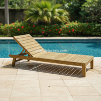 Chaise longue réglable en bois chaise inclinable d'extérieur pour jardin, patio et meubles de piscine