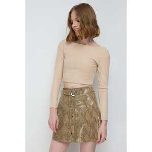 Top Corto de Satén Brillante para Mujer, Diseño Básico sin Espalda con Logotipo Bordado, Estilo Casual, Tintes Lisos, Tallas XS-XL para Otoño y Primavera - Product Image 2