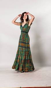 เดรสยาวแม็กซี่สำหรับผู้หญิง ฤดูร้อน ปี 2025 ขายส่ง ผ้าฝ้ายออร์แกนิคถักลายลูกไม้พิมพ์ลายชายหาด สไตล์โบฮีเมียนหรูหรา ติดกระดุม - Product Image 2