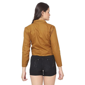 Chaqueta vaquera clásica recortada con dobladillo crudo para mujer, chaqueta vaquera informal transpirable a la moda de estilo Vintage - Product Image 5
