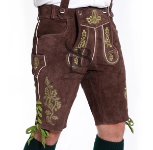 Authentic <b>Men's</b> Walnut Brown Lederhosen Traditional German High Street Style Breathable Knitted Mid Hot <b>Shorts</b> <b>Knee</b>-<b>Length</b> Plus - Product Image 4