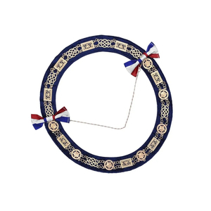 Delantal Masónico Azul Bordado a Mano para Gran Maestro de Logia, con Cadena y Collar Dorados - Product Image 3