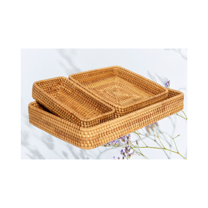 Plateau panier en rotin de haute qualité avec poignées artisanat meubles de salon personnalisé fabriqué au Vietnam fabricant - Product Image 5