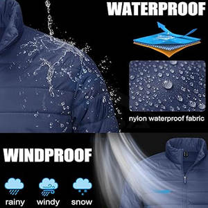 Chaqueta acolchada para hombre cálida y ligera con cuello levantado a prueba de viento repelente al agua abrigo de invierno aislado diseño de paquete fácil - Product Image 4