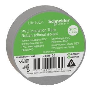 Nastro isolante Thorsman SCHNEIDER ELECTRIC 2420108, 19 mm x 20 m, grigio, set da 8 - Product Image 1