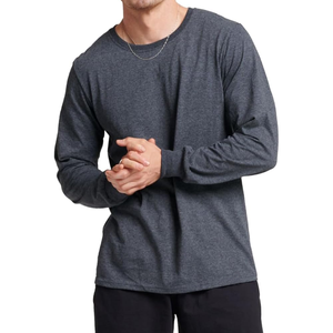 Camisetas de hombre de talla grande a la moda al por mayor personalizadas 100% algodón de alta calidad con mangas completas y colores sólidos - Product Image 2