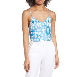 Canotta Seamless Halogen(R) in maglia blu-bianca con effetto Sun Dye Blooms, taglia XS, metodo di lavorazione a maglia - Product Image 1