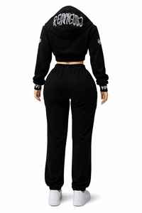 Nouvel ensemble de survêtement streetwear en strass, sweat à capuche zippé intégral en cristal, pantalon de jogging ample, style gothique unisexe, survêtement noir - Product Image 4