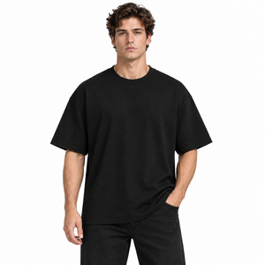 T-shirt Homme Personnalisé 240 GSM en Coton Tricoté Épais 100% Coton, Coupe Oversize Respirante, Style Streetwear, Modèle Vierge pour Marque Privée - Product Image 4