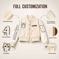 Veste de baseball personnalisée pour femme, coupe courte, style universitaire, en mélange de laine, avec broderie chenille, fabrication sur mesure, marque privée
