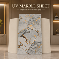 Panneau mural en PVC brillant effet marbre gris doré UV MORLENX de luxe pour hall d'hôtel, restaurant et décoration intérieure