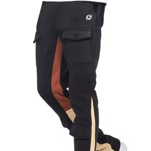 Jogging vintage à jambe évasée, style sportif streetwear, en toile anti-froissement, séchage rapide, taille élastique, poche avant, emballage personnalisé - Product Image 3