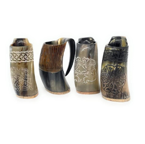 Tazas de Cuerno de Búfalo Crescent Crafts CC-10018, Artesanía India, Taza de Beber de Forma Natural Moderna Ajustable, Nuevo Diseño - Product Image 1